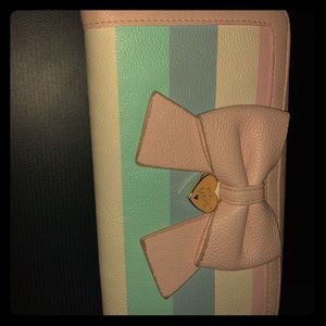 Betsey Johnson light pink baby blue bow wallet